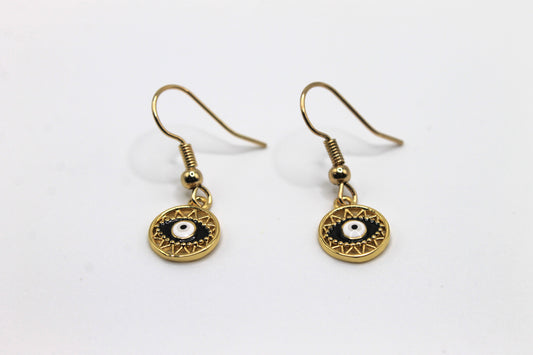 Mini Evil Eye Earrings, Black