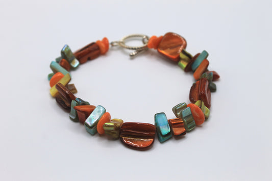 Mismatched Beaded Orange Bracelet