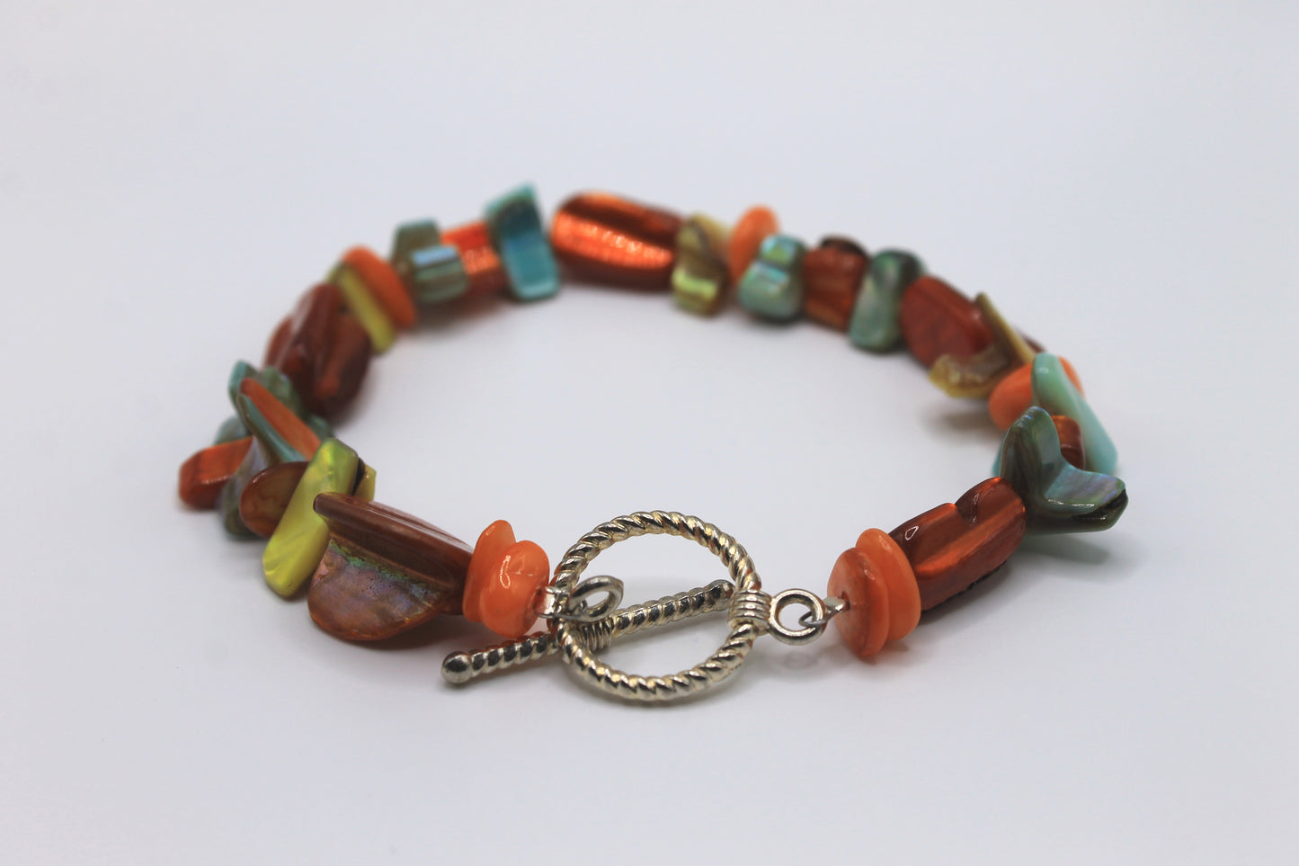 Mismatched Beaded Orange Bracelet