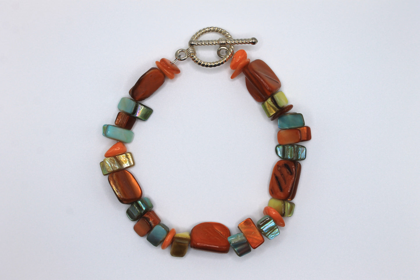 Mismatched Beaded Orange Bracelet