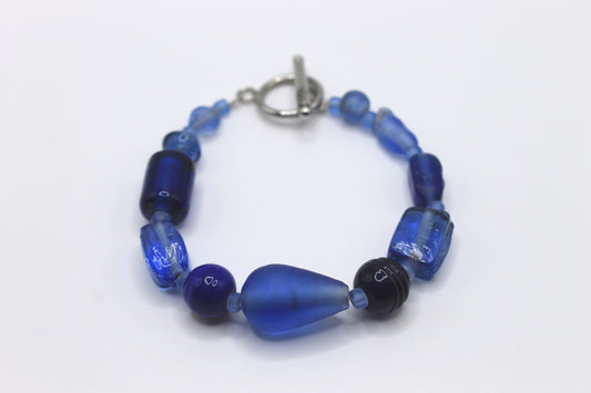 Mismatched Beaded Blue Bracelet