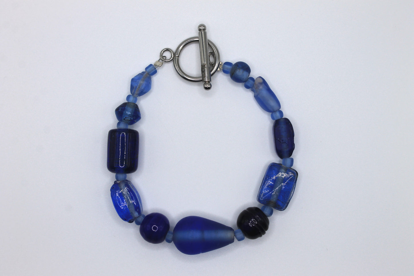 Mismatched Beaded Blue Bracelet