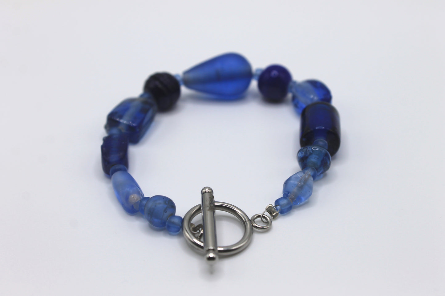 Mismatched Beaded Blue Bracelet