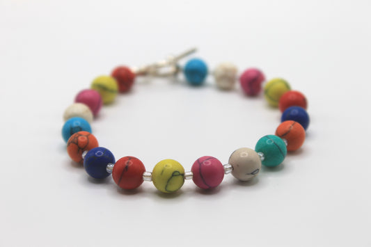 Rainbow Glass Turquoise Bracelet