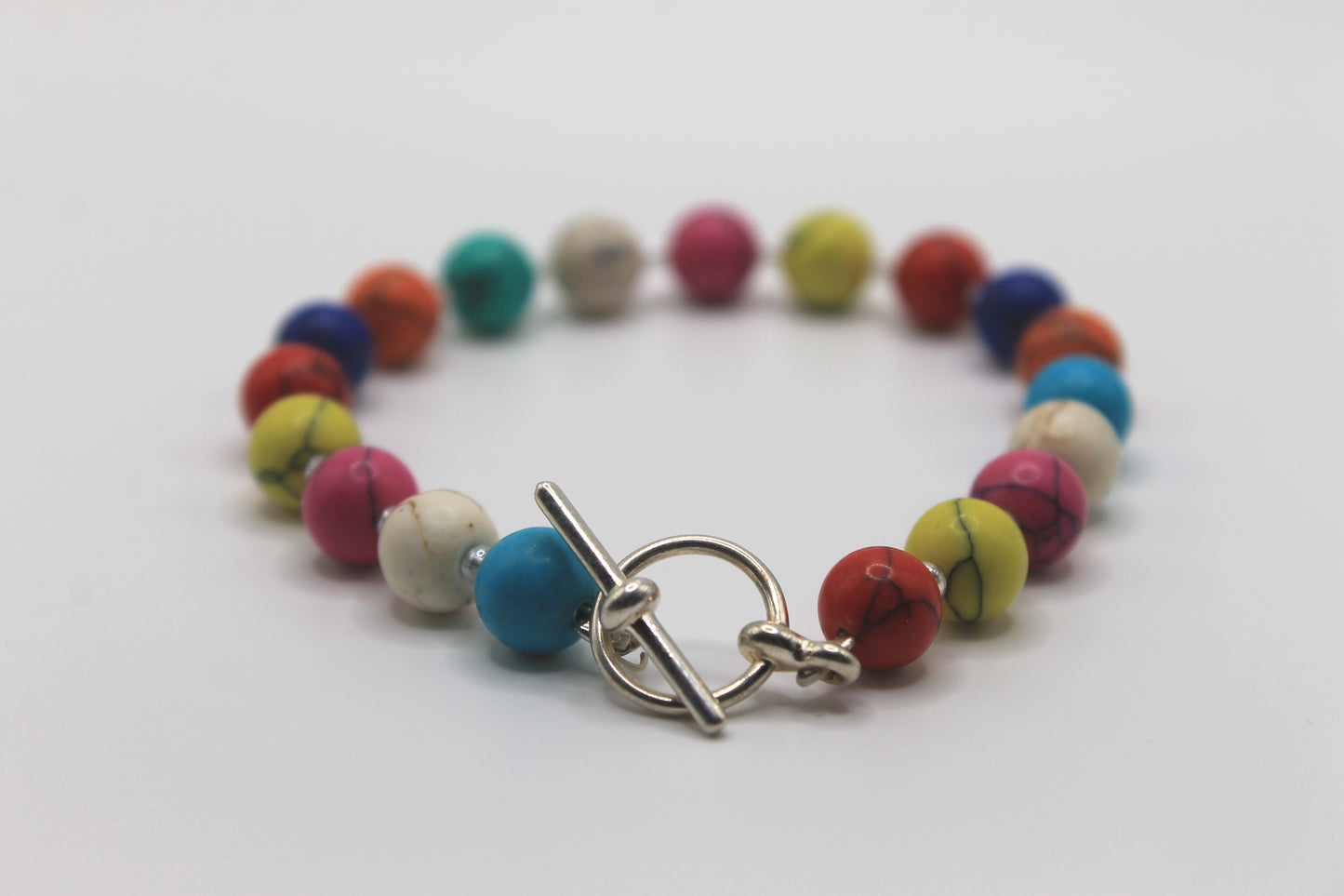 Rainbow Glass Turquoise Bracelet