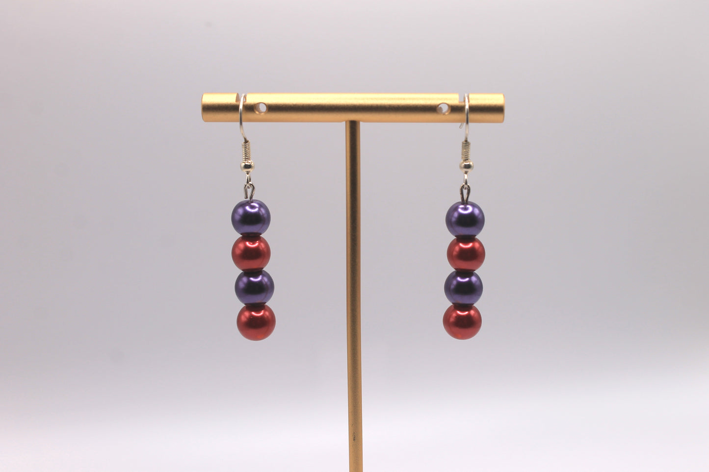 Purple and Red Glass Earrings