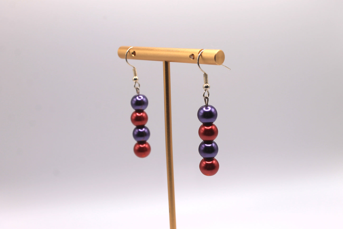 Purple and Red Glass Earrings