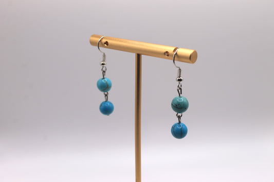 Glass Turquoise Earrings, Blue