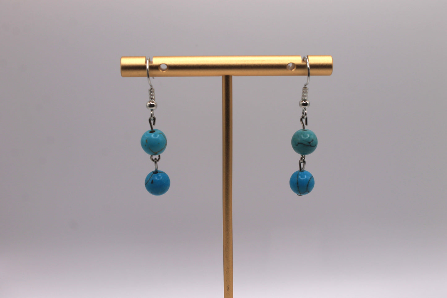 Glass Turquoise Earrings, Blue