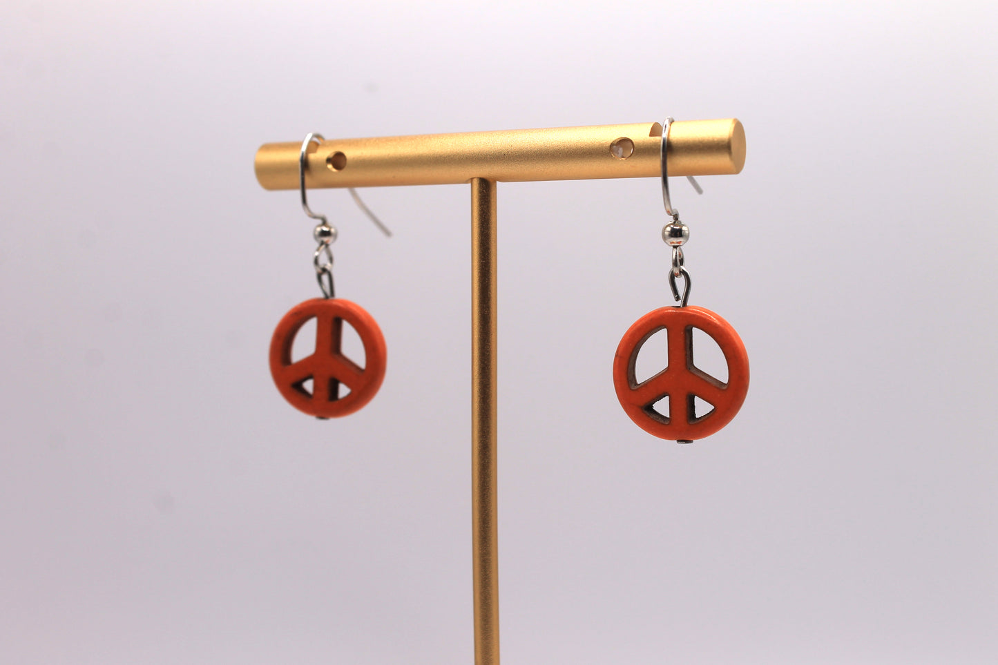 Peace Sign Earrings, Orange