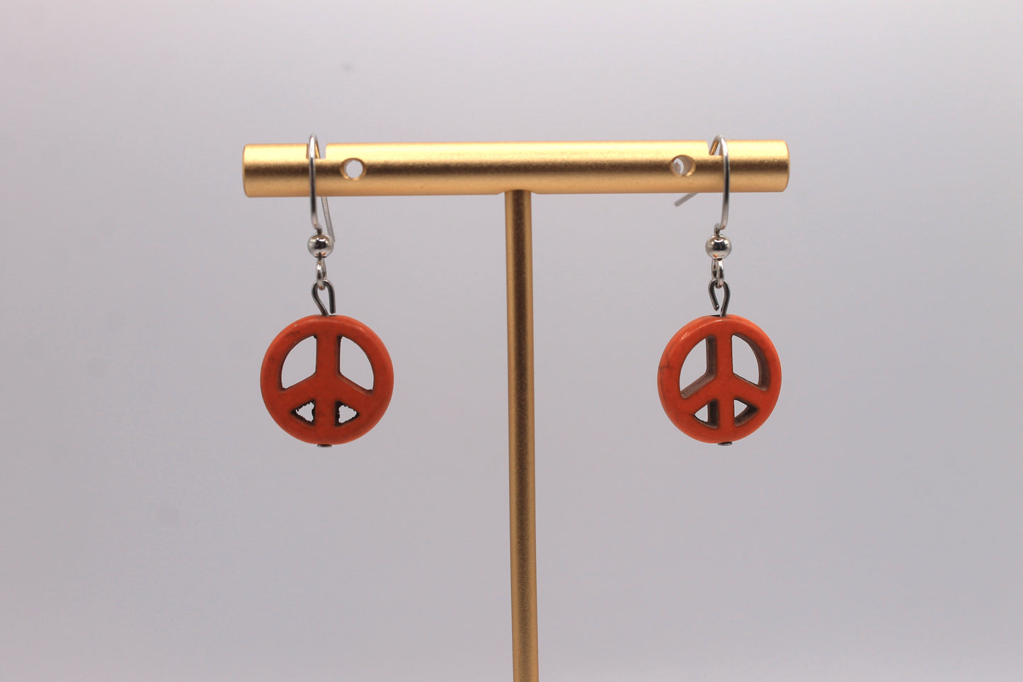 Peace Sign Earrings, Orange