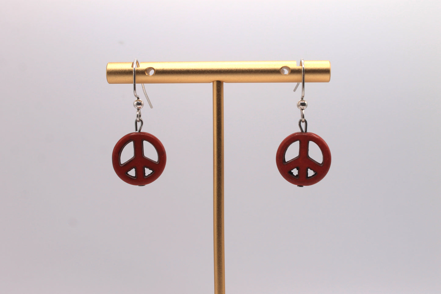 Peace Sign Earrings, Red