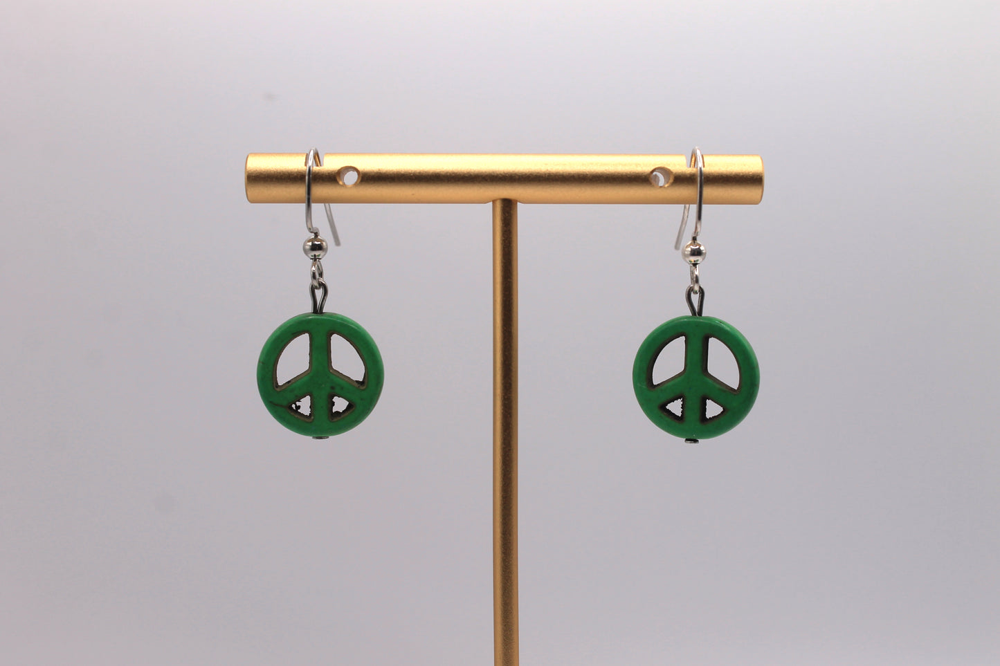 Peace Sign Earrings, Green