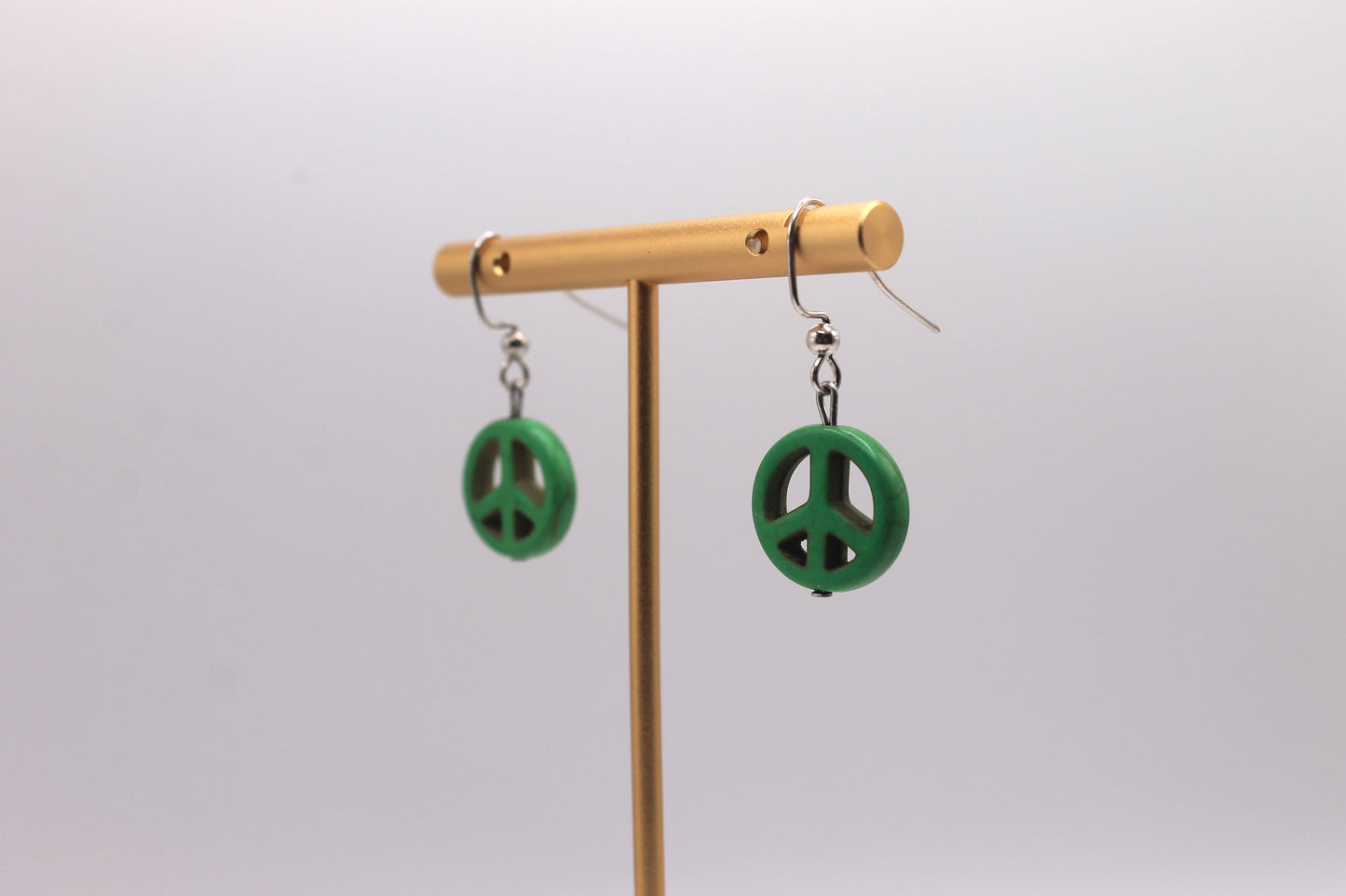 Peace Sign Earrings, Green