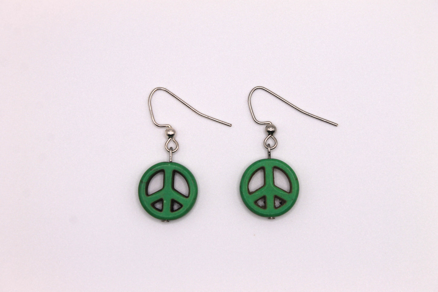 Peace Sign Earrings, Green