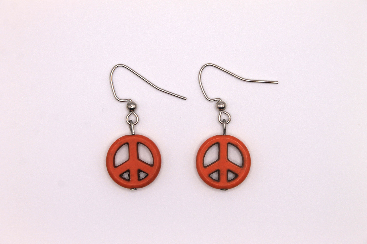 Peace Sign Earrings, Orange