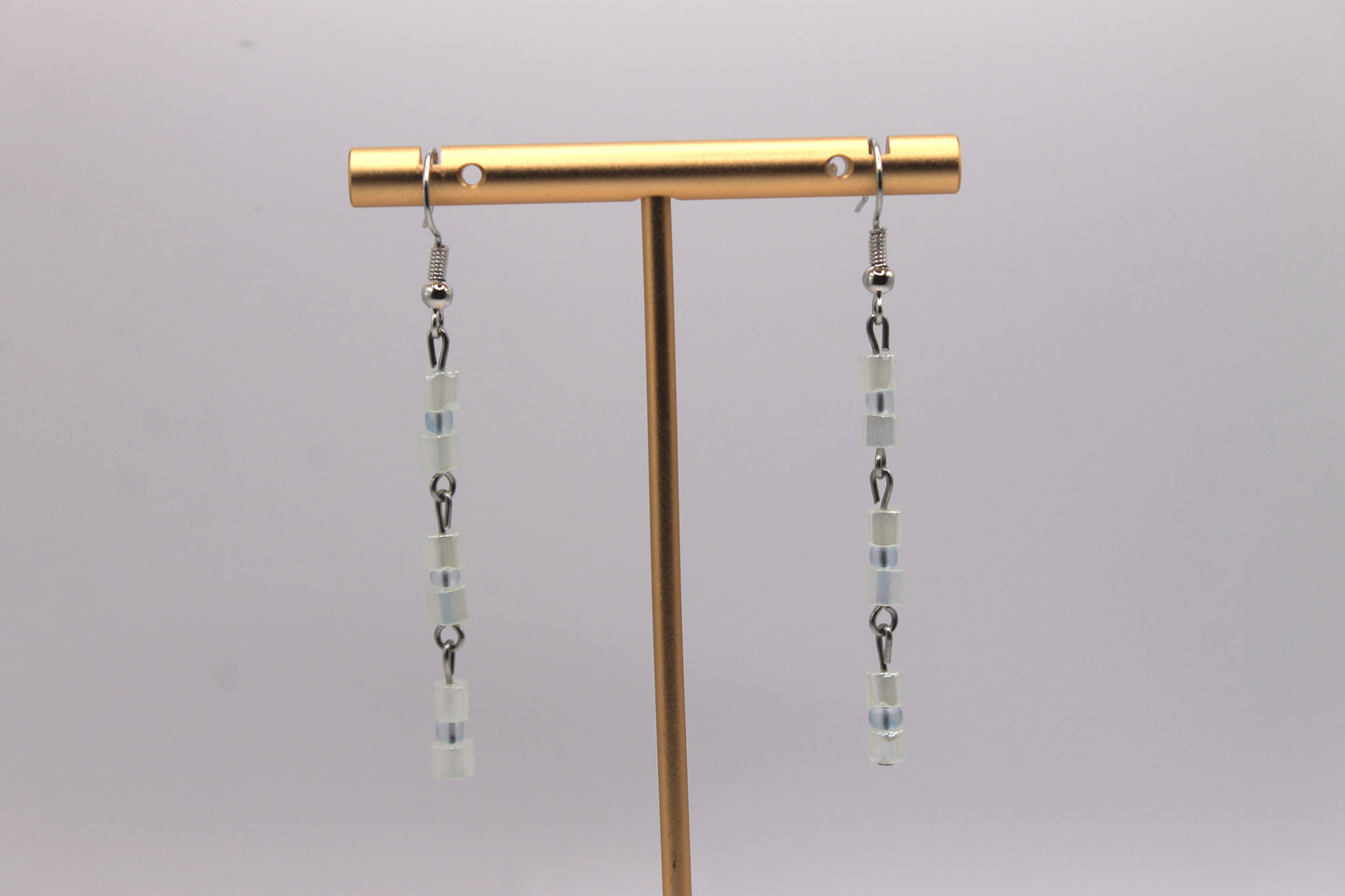 Seed Bead Earrings, Green and Blue