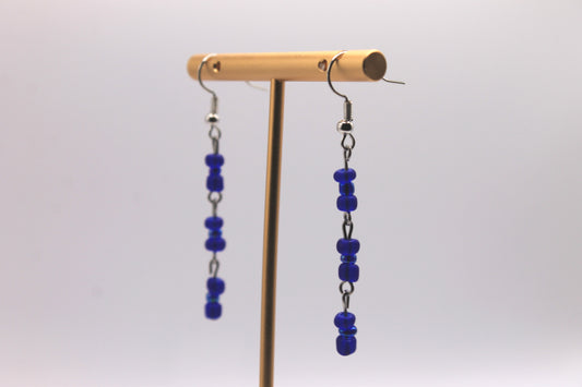 Seed Bead Earrings, Dark Blue