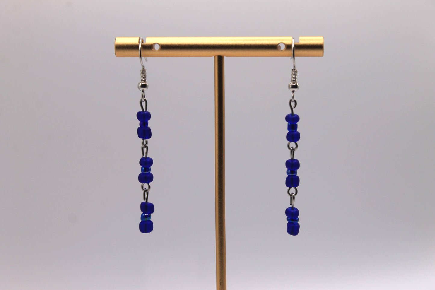 Seed Bead Earrings, Dark Blue