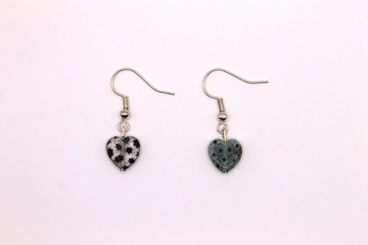 Millefiori Glass Heart Earrings, Mismatched