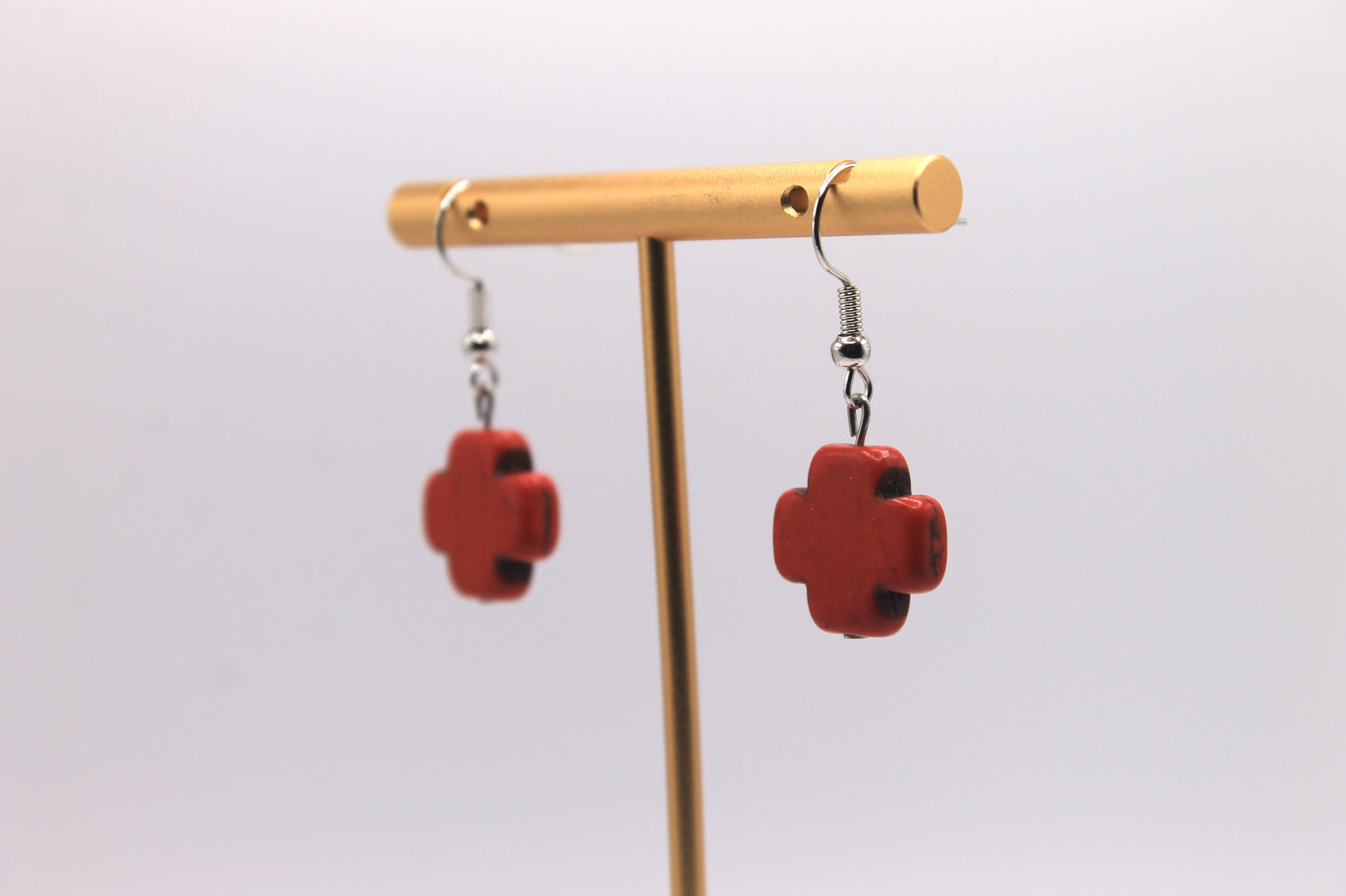 Cross Earrings, Red