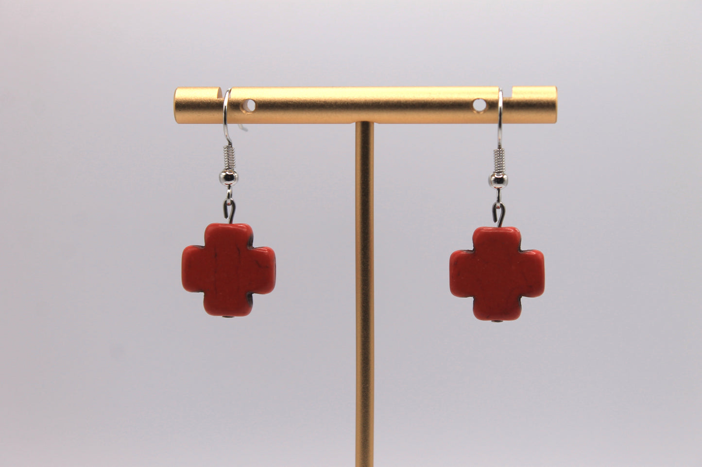 Cross Earrings, Red