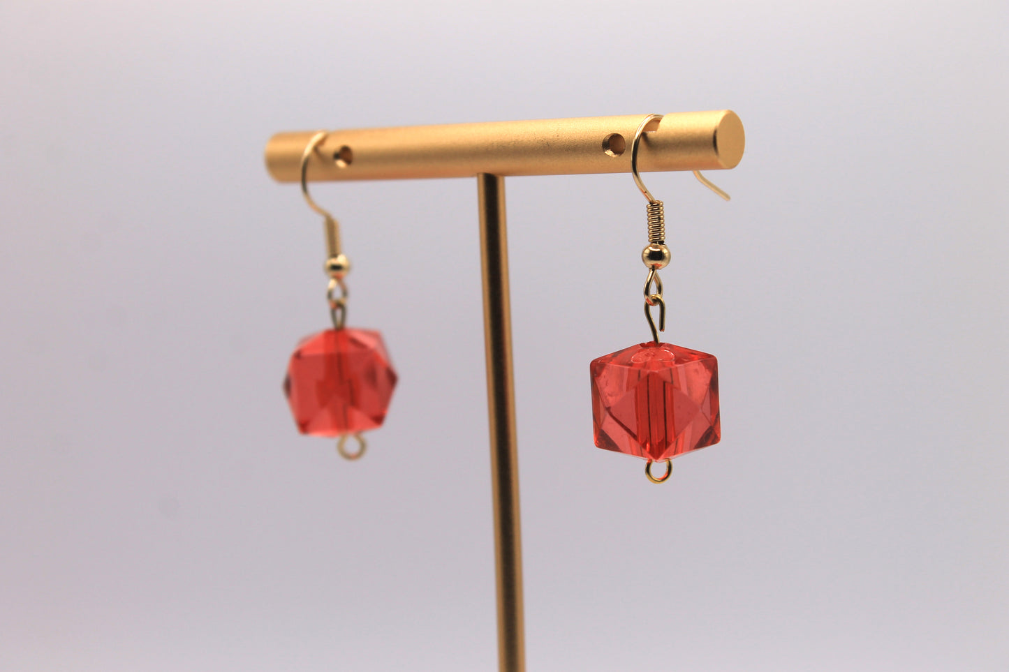 Red Glass Cube Earrings