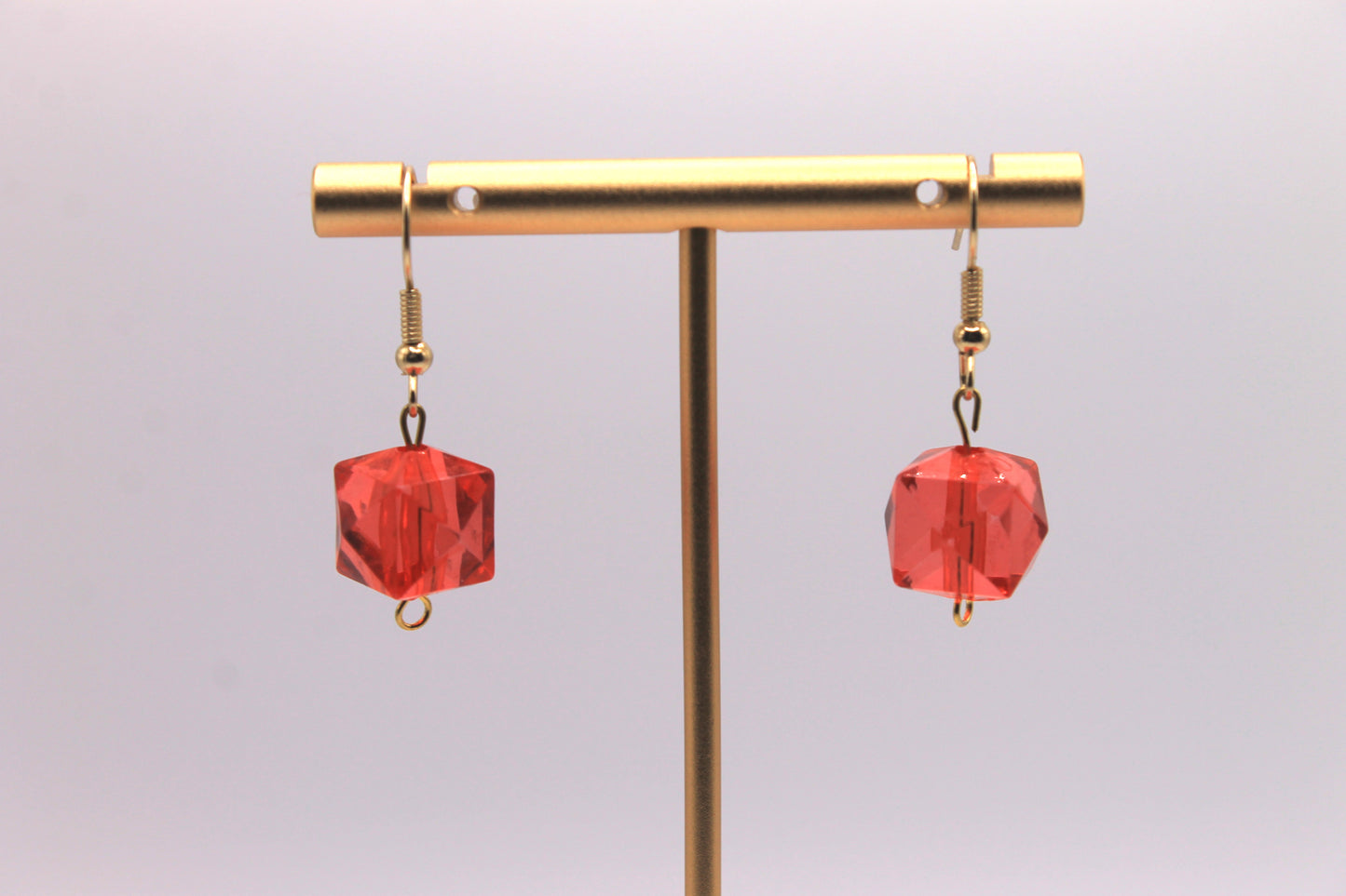 Red Glass Cube Earrings