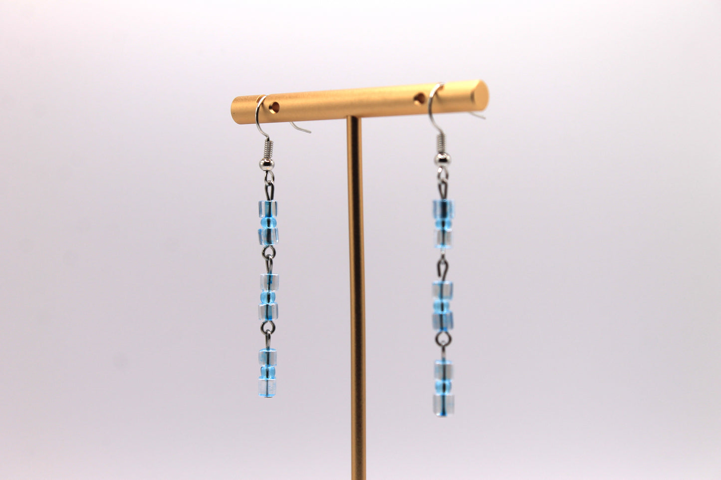 Seed Bead Earrings, Light Blue