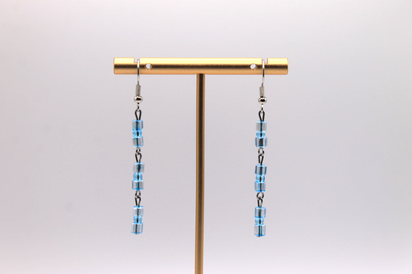 Seed Bead Earrings, Light Blue