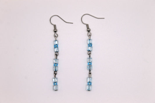 Seed Bead Earrings, Light Blue