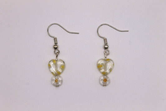 Millefiori Glass Heart Earrings, Daisy