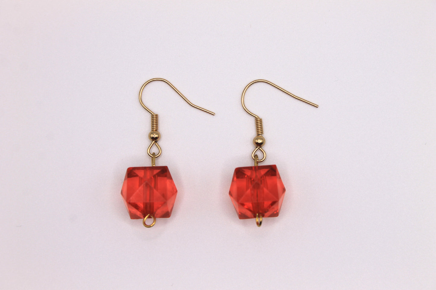 Red Glass Cube Earrings