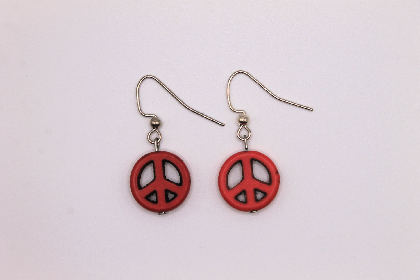 Peace Sign Earrings, Pink