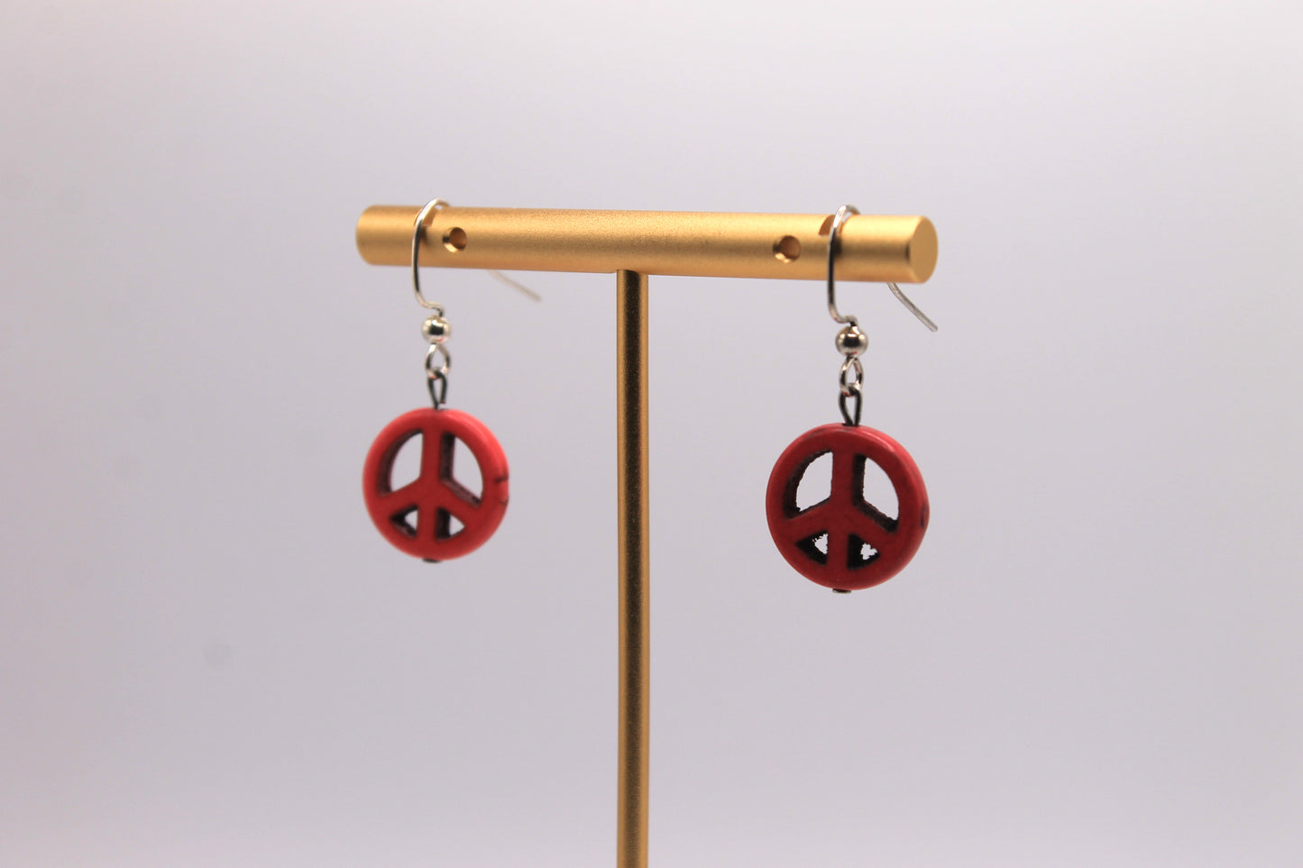 Peace Sign Earrings, Pink