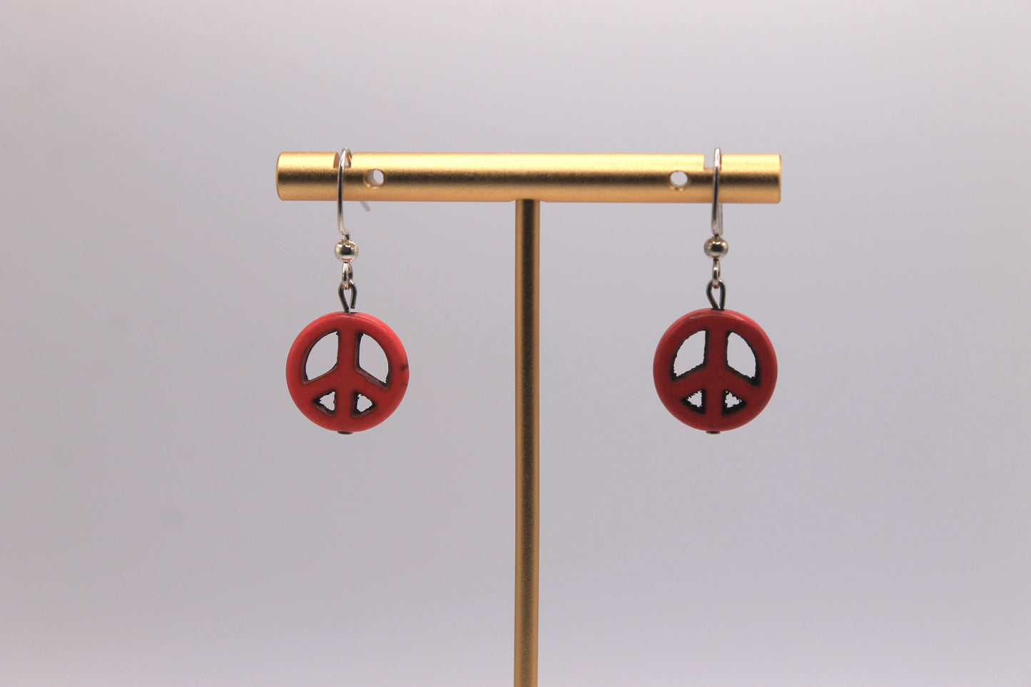 Peace Sign Earrings, Pink