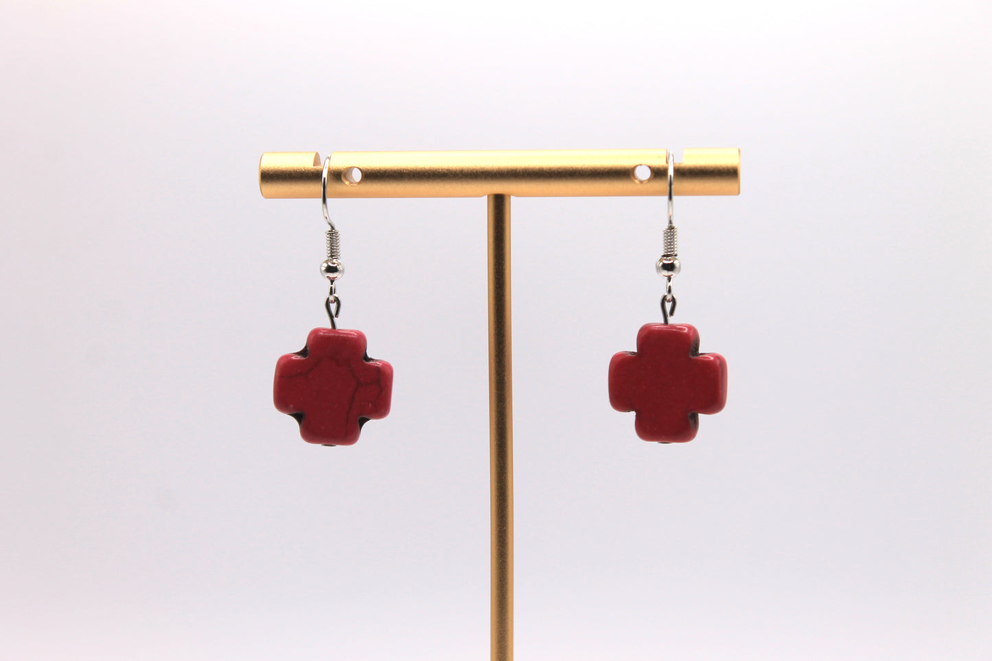 Cross Earrings, Fuchsia