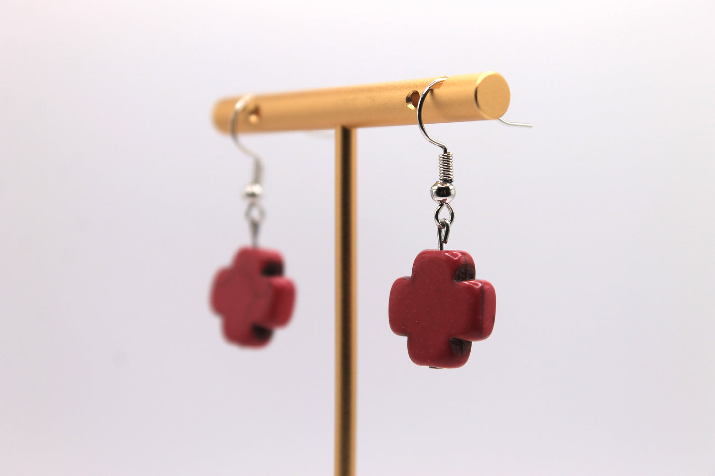 Cross Earrings, Fuchsia