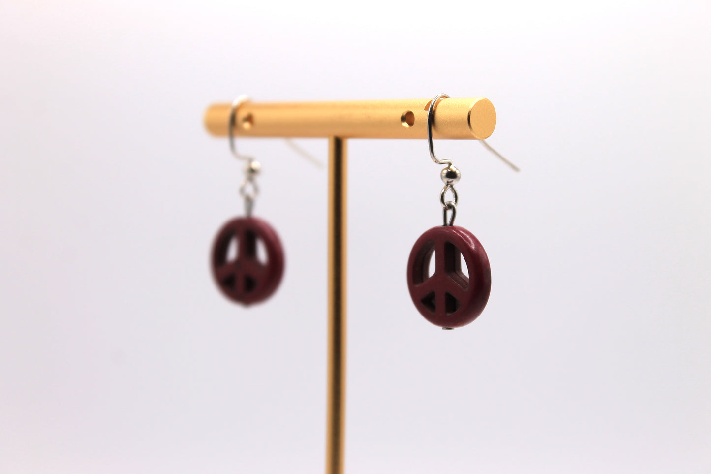 Peace Sign Earrings, Purple