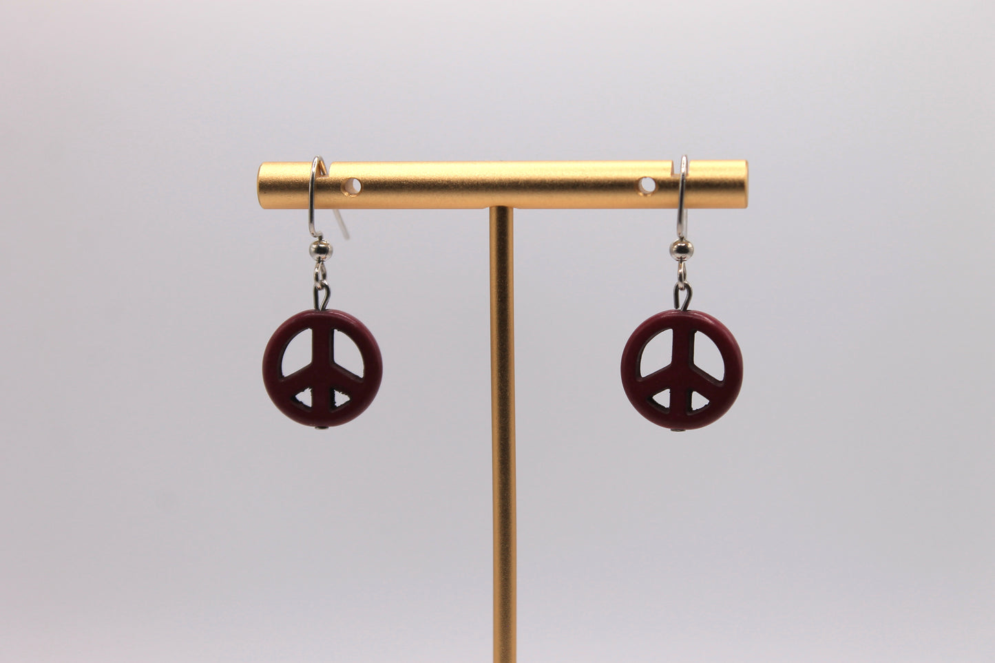 Peace Sign Earrings, Purple