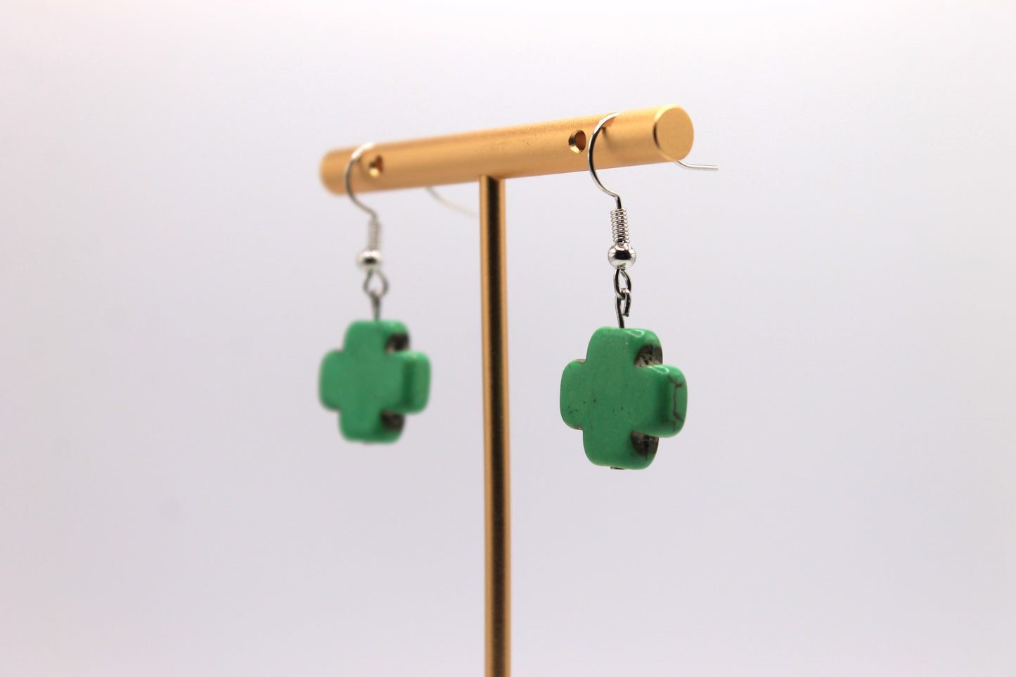 Cross Earrings, Green