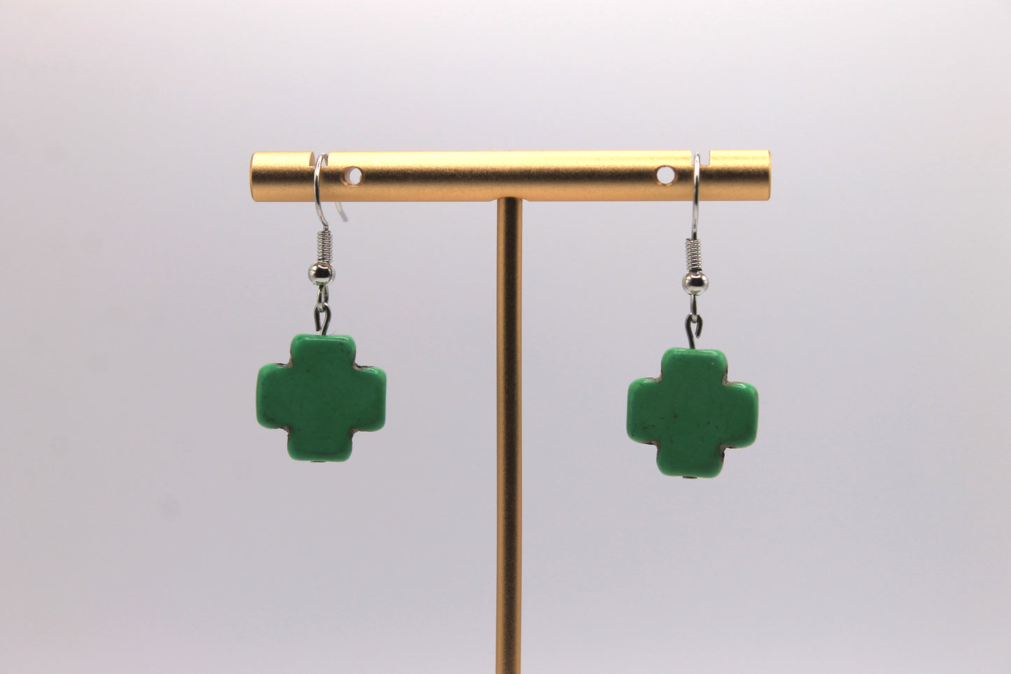 Cross Earrings, Green