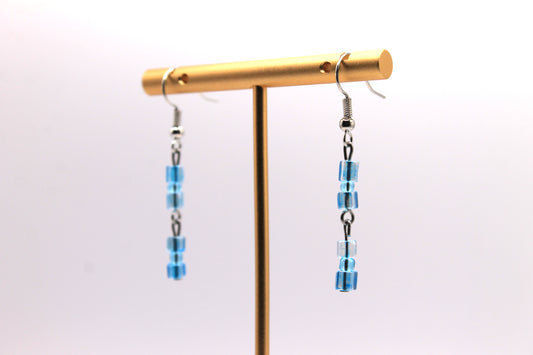 Seed Bead Earrings, Light Blue, Mini