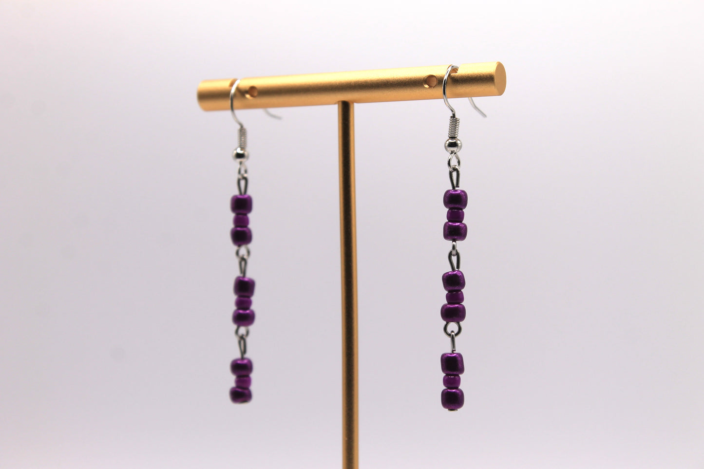 Seed Bead Earrings, Purple