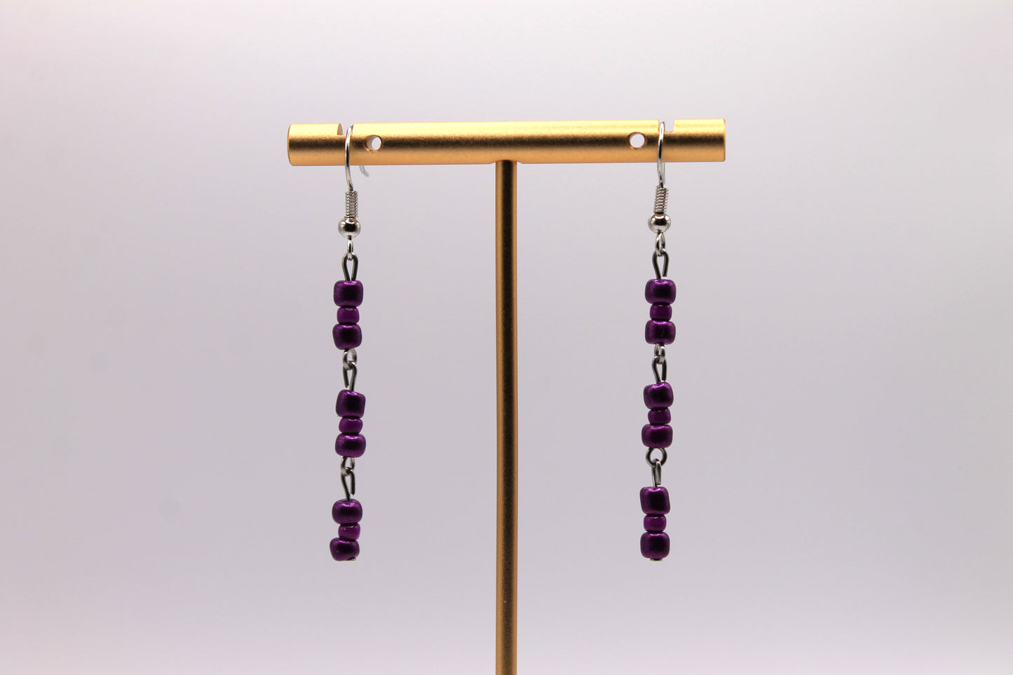 Seed Bead Earrings, Purple